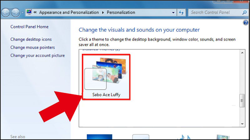 Nh&aacute;y đ&uacute;p chuột v&agrave;o Themes mới Update để thay đổi giao diện cho Windows